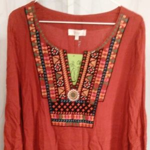 Entro Rust Dress with Ruffle